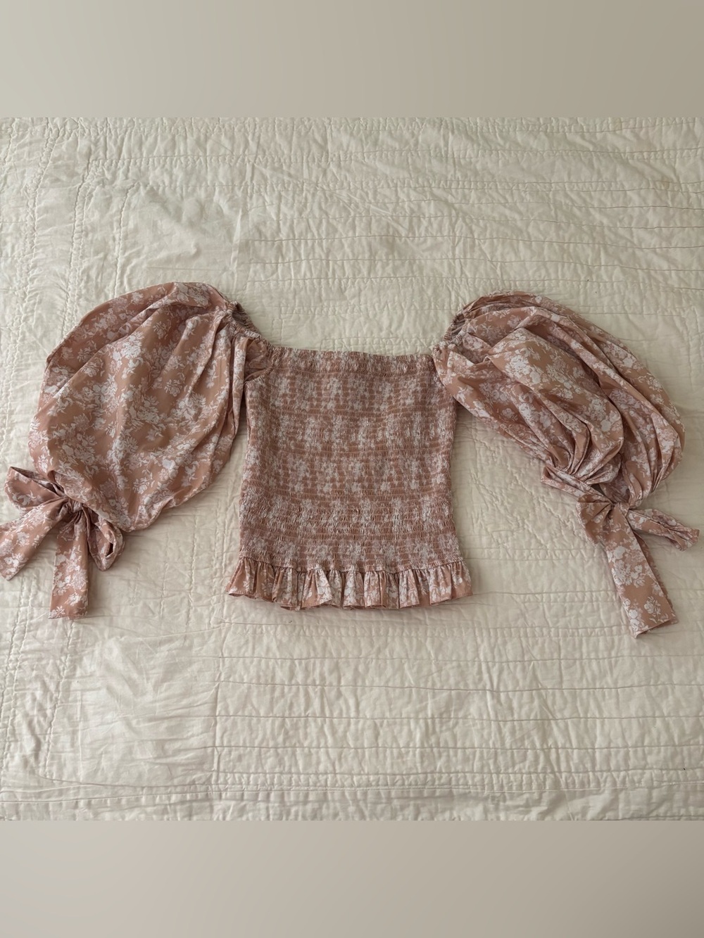 Caroline Constas Puffed sleeves Pink Floral Nora Top Size M (US 6-8) Designer - Picture 5 of 12
